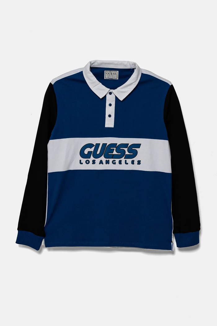 Παιδικό βαμβακερό μακρυμάνικο Guess βαμβάκι μπλε L5RP00.KCNQ4.PPYA