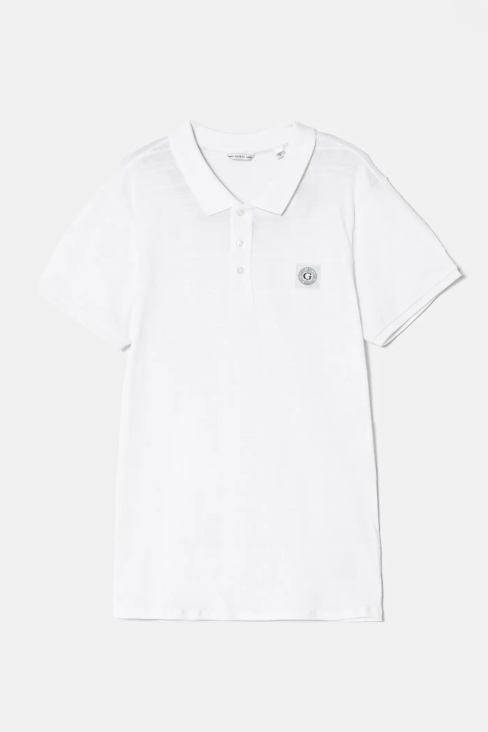 Детска памучна тениска с яка Guess L5RP02.KCM20.PPYA бял SS25