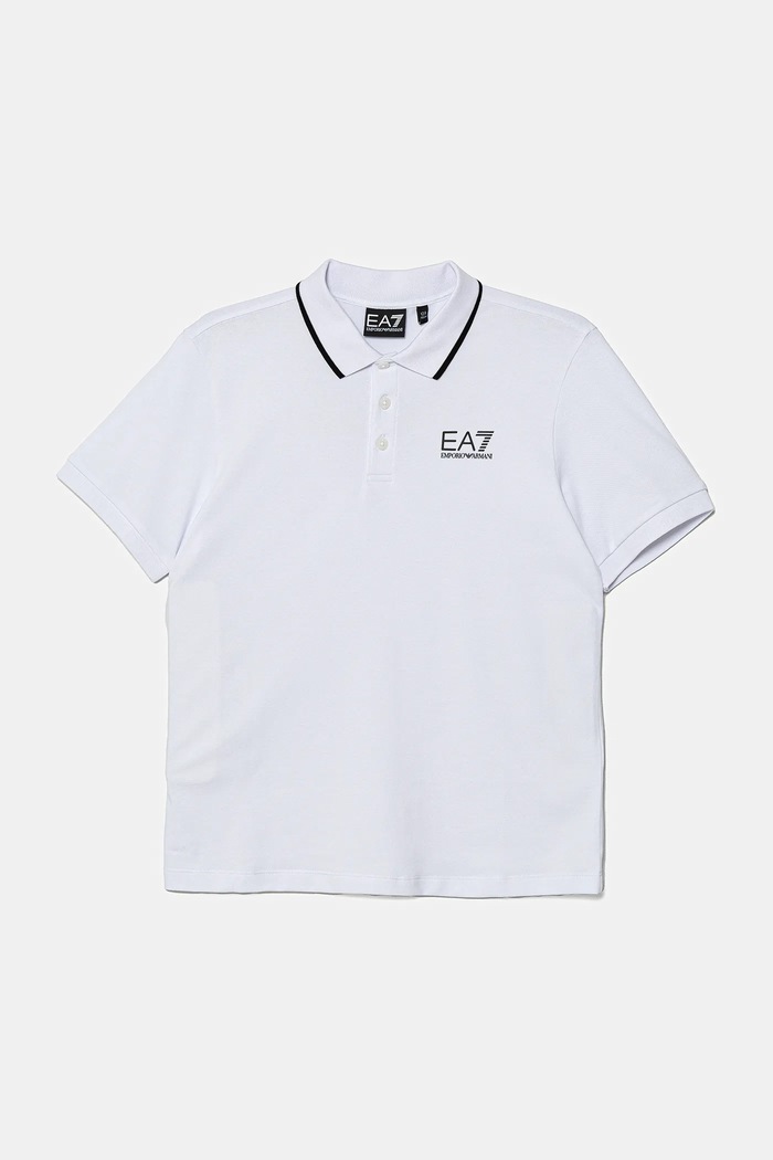 Детска тениска с яка EA7 Emporio Armani еластичен бял 7B000023.AF12901