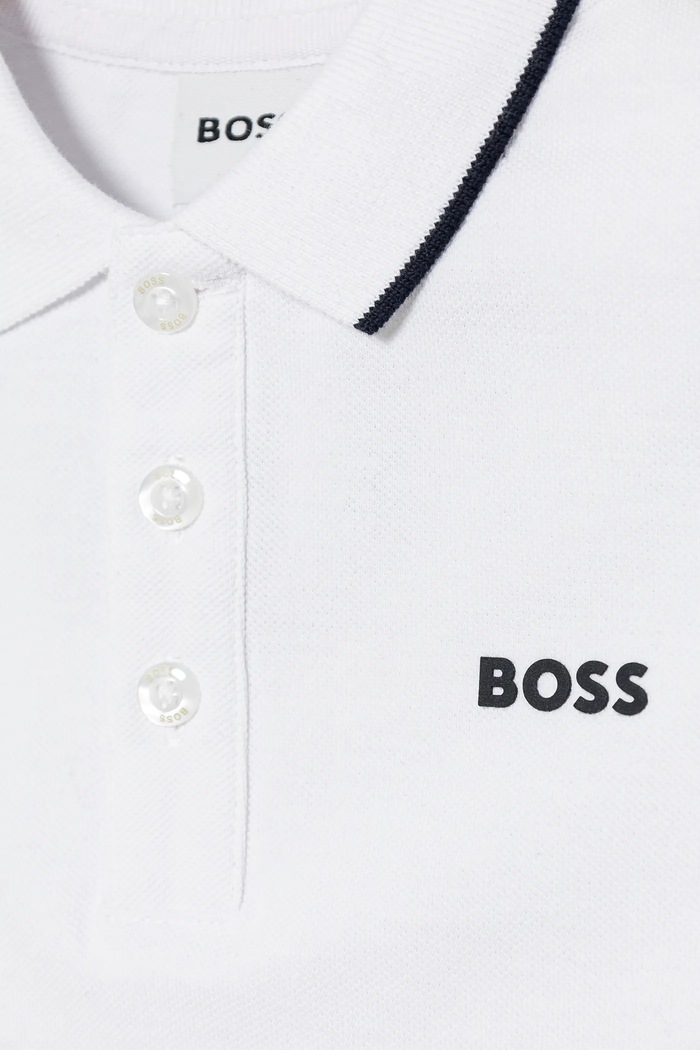 Dětská bavlněná polokošile BOSS J05P13 bílá AW25