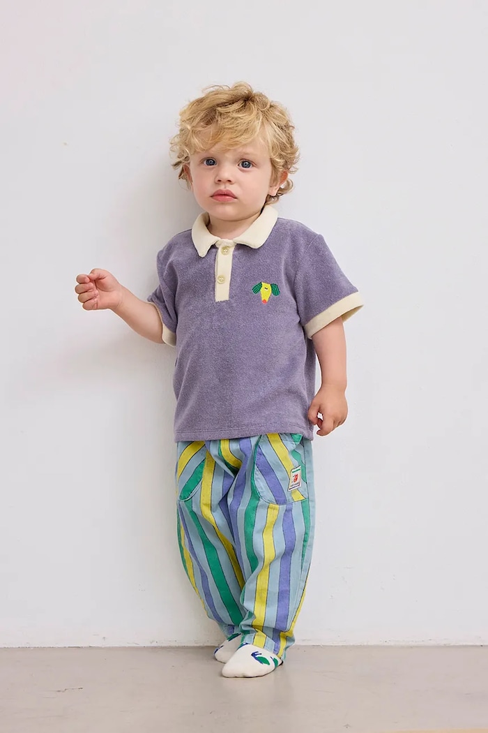 Бебешка тениска с яка Bobo Choses Happy Dog яка син 125AB016