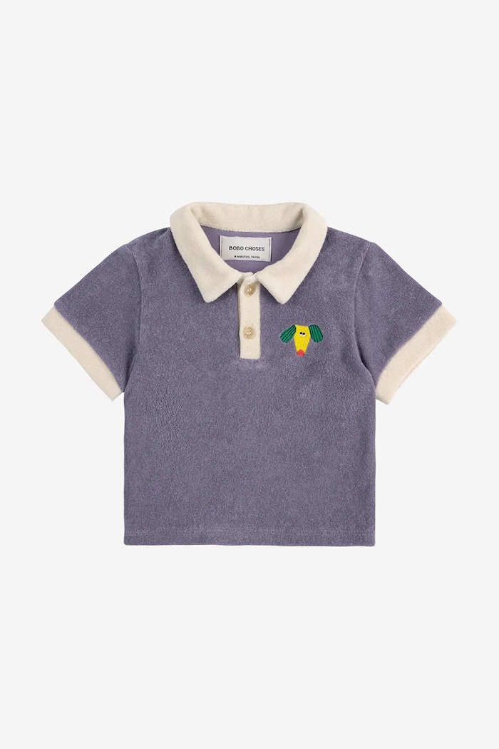 Бебешка тениска с яка Bobo Choses Happy Dog 125AB016 син SS25
