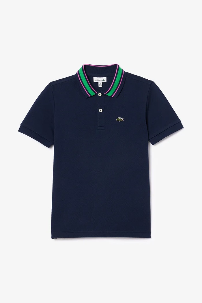 Dětská bavlněná polokošile Lacoste s límečkem námořnická modř PJ8402