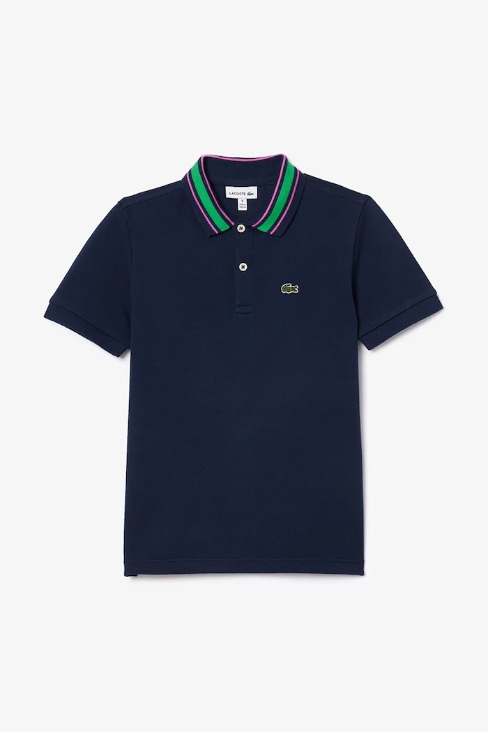 Dětská bavlněná polokošile Lacoste s límečkem námořnická modř PJ8402