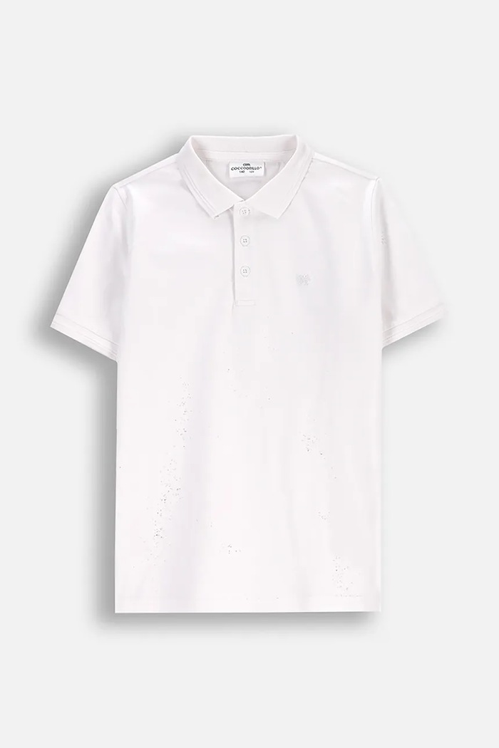 Pamučna polo majica Coccodrillo bez uzorka bijela WC5143601BSB