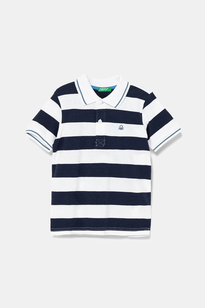 United Colors of Benetton polo bawełniane dziecięce wzorzyste granatowy 39QAG300V.P.Seasonal