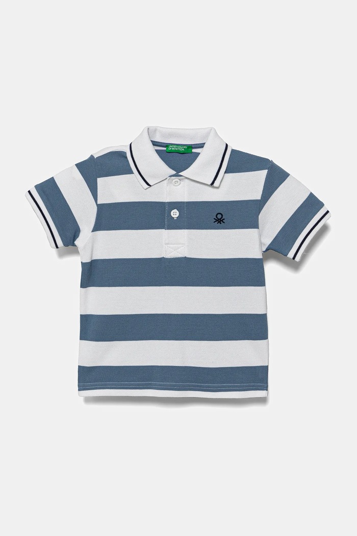 United Colors of Benetton polo bawełniane dziecięce wzorzyste niebieski 39QAG300V.P.Seasonal