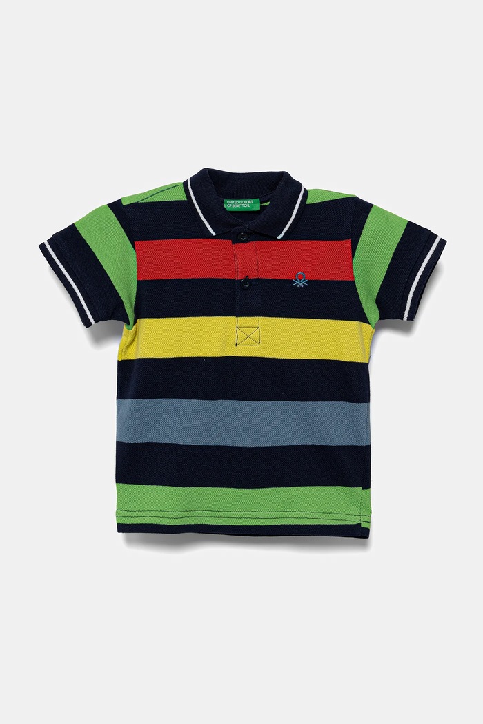 United Colors of Benetton polo bawełniane dziecięce wzorzyste niebieski 39QAG300V.P.Seasonal