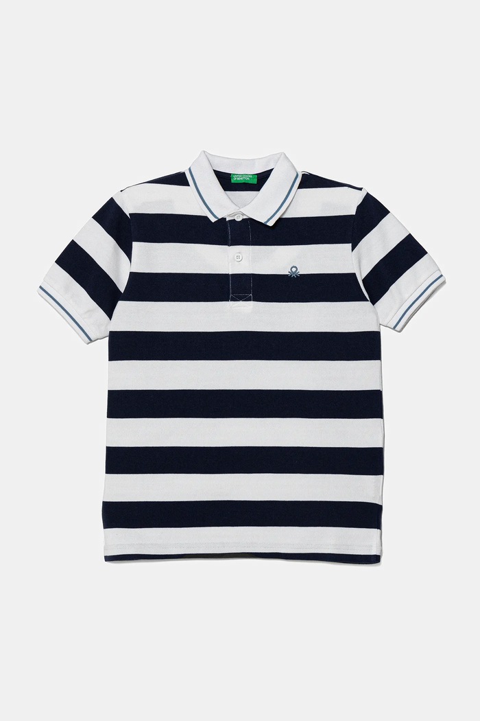 United Colors of Benetton polo bawełniane dziecięce wzorzyste granatowy 39QAC301T.G.Seasonal