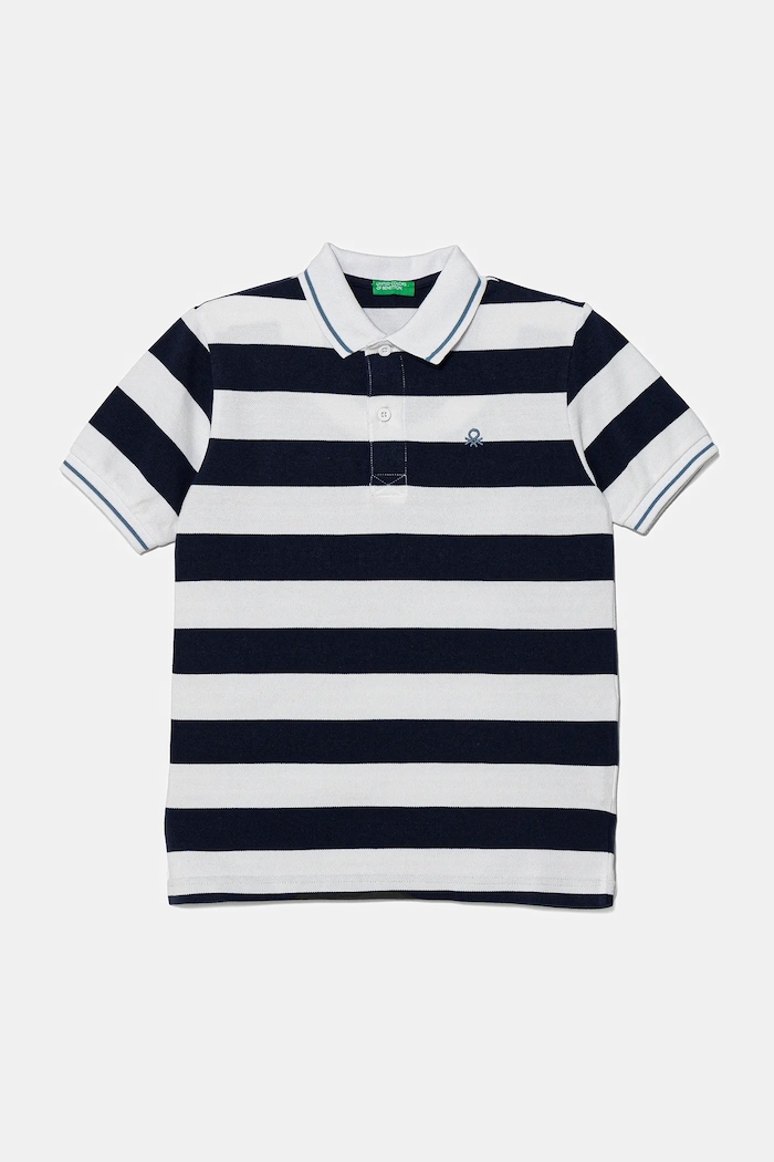 United Colors of Benetton polo bawełniane dziecięce wzorzyste granatowy 39QAC301T.G.Seasonal