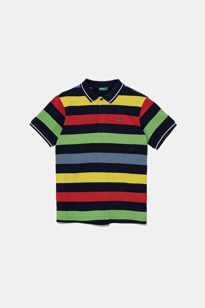 United Colors of Benetton gyerek pamut póló gombolós kék 39QAC301T.G.Seasonal