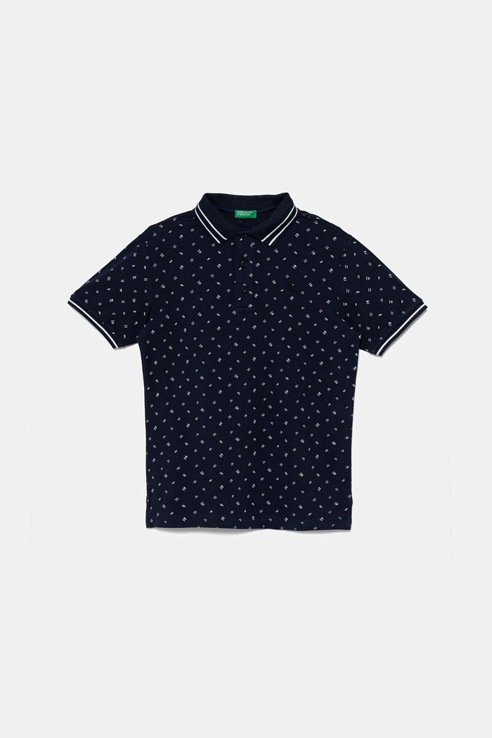 United Colors of Benetton polo bawełniane dziecięce wzorzyste granatowy 3H35C301V.G.Seasonal