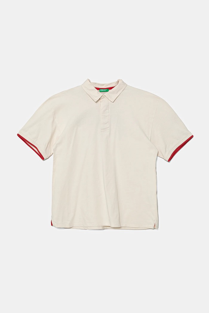 Bavlněné polo tričko United Colors of Benetton s límečkem béžová 3MI5C301U.G.Seasonal