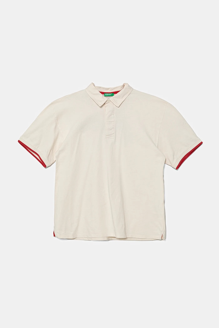 Bavlněné polo tričko United Colors of Benetton s límečkem béžová 3MI5C301U.G.Seasonal