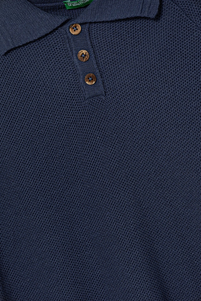 Dječaci Dječja polo majica s primjesom lana United Colors of Benetton 104NC3005.G.Seasonal mornarsko plava