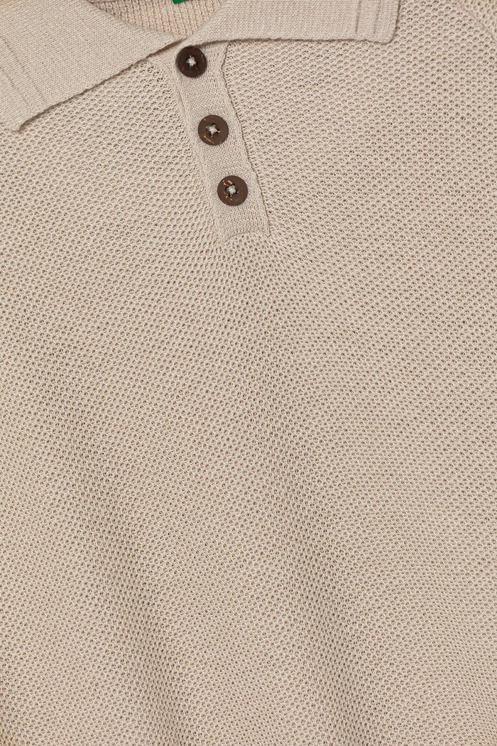 Chłopiec United Colors of Benetton polo z domieszką lnu dziecięce 104NC3005.G.Seasonal beżowy