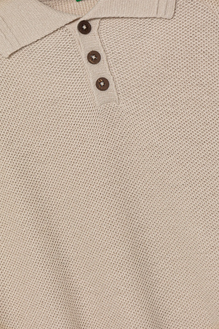 Chłopiec United Colors of Benetton polo z domieszką lnu dziecięce 104NC3005.G.Seasonal beżowy