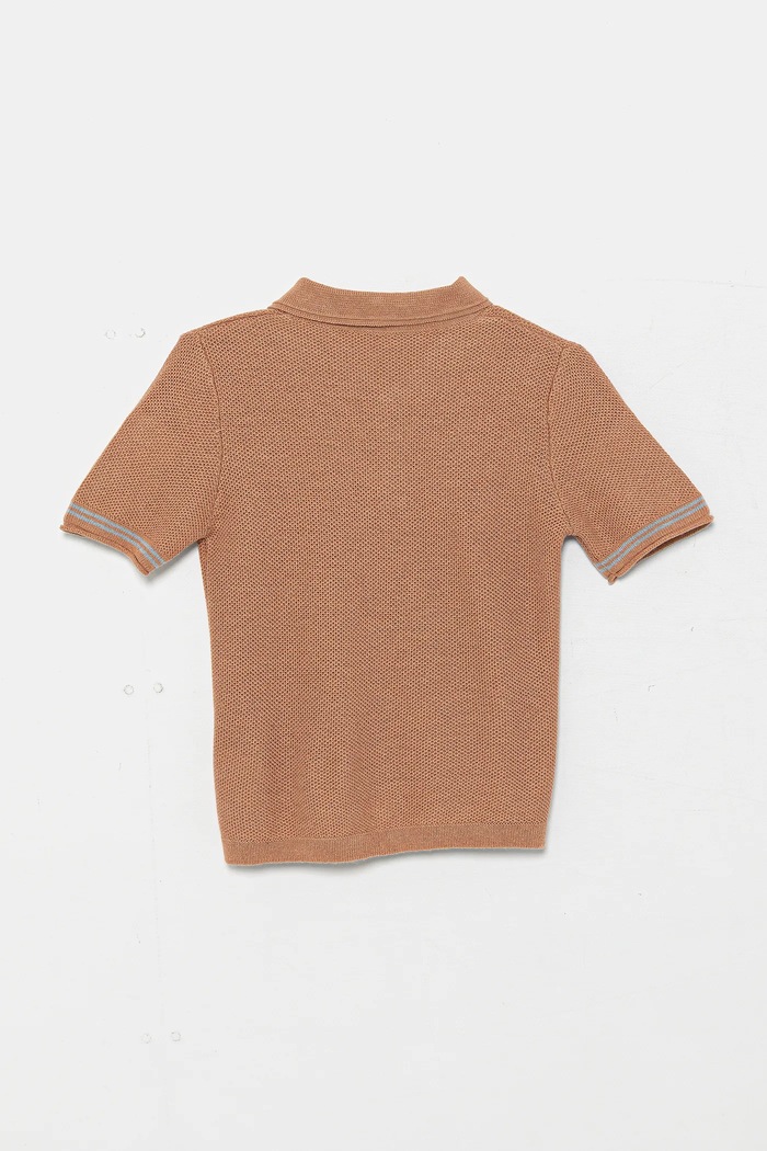 Dječja polo majica s primjesom lana United Colors of Benetton 104NH3001.P.Seasonal smeđa SS25