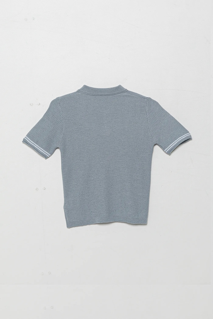 United Colors of Benetton polo din amestec de in pentru copii 104NH3001.P.Seasonal albastru SS25