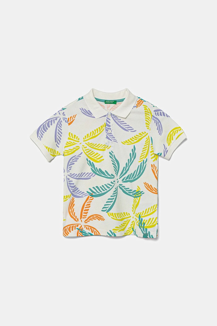 Детска памучна тениска с яка United Colors of Benetton памук бял 36Y4G300Y.P.Seasonal