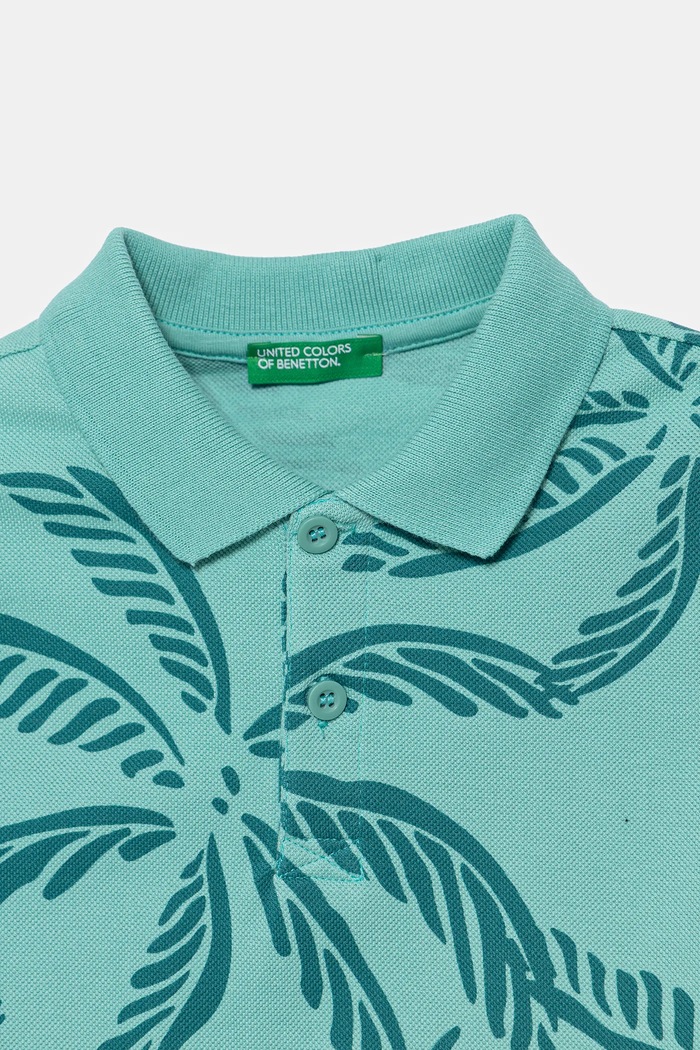 CHLAPEC Dětská bavlněná polokošile United Colors of Benetton 36Y4G300Y.P.Seasonal tyrkysová