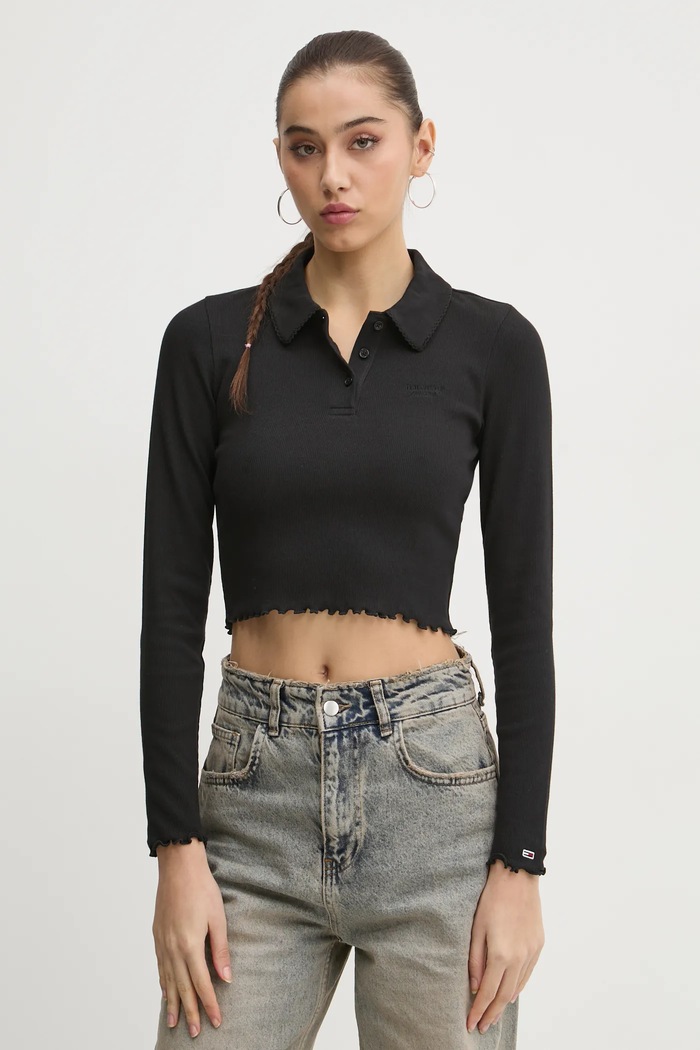 Tommy Jeans Tričko s dlhým rukávom Tommy Jeans čierna DW0DW19369