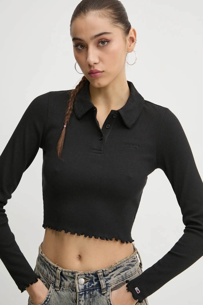 Tričko s dlhým rukávom Tommy Jeans Tommy Jeans DW0DW19369 čierna