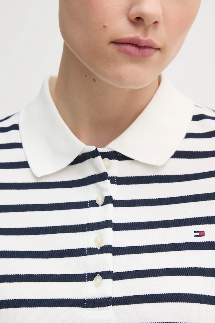 Tommy Hilfiger πόλο γυναικείο με βαμβάκι WW0WW43224 λευκό