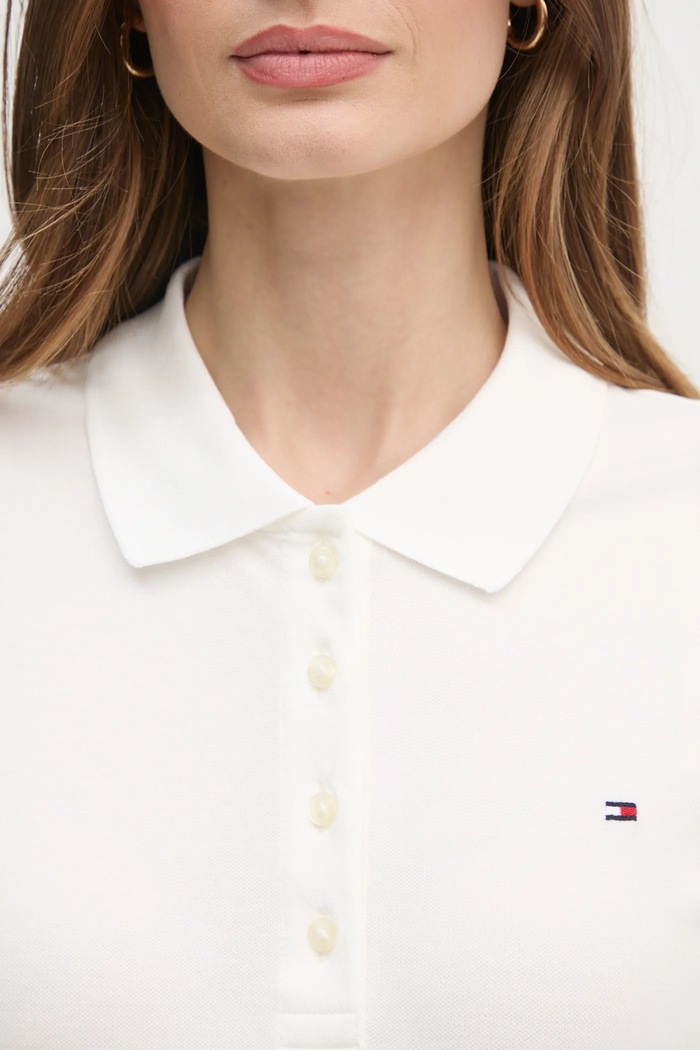 Tommy Hilfiger πόλο γυναικείο με βαμβάκι WW0WW43224 λευκό