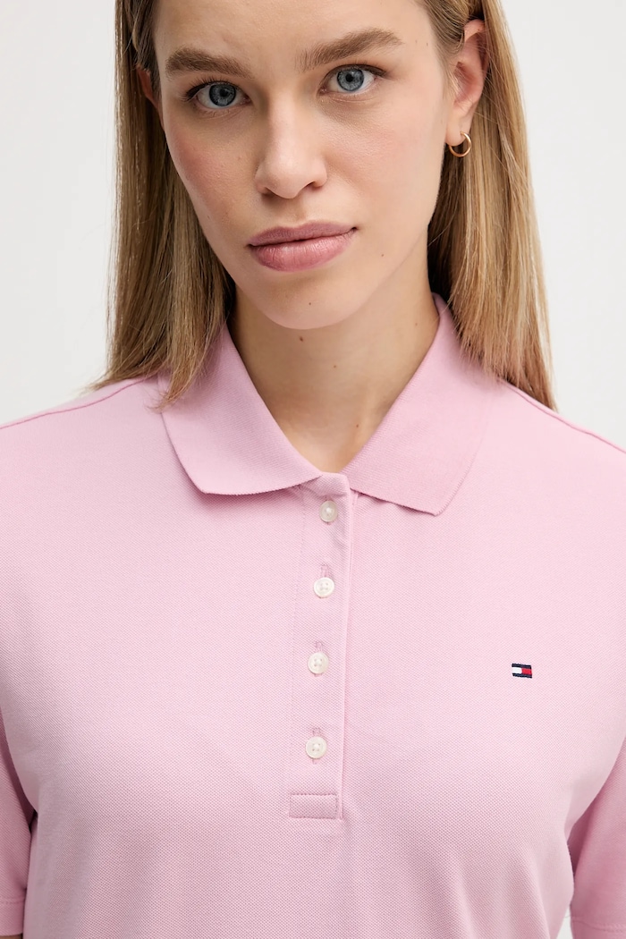 Tommy Hilfiger polo damski cu bumbac roz WW0WW43224