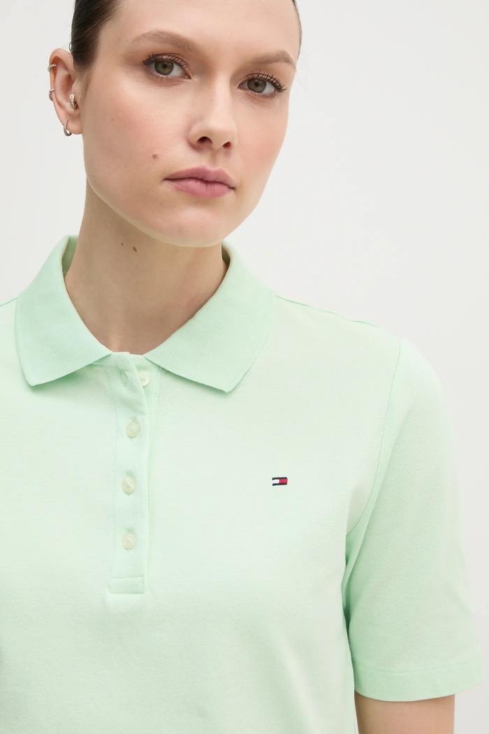 Tommy Hilfiger polo tričko dámske s bavlnou zelená WW0WW43224