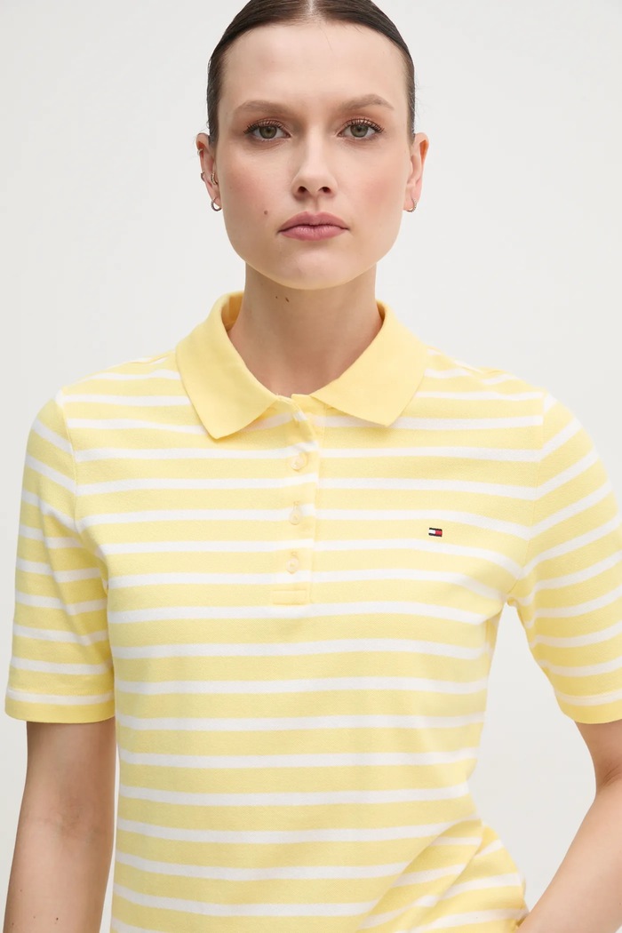 Tommy Hilfiger Polo tričko dámske s bavlnou žltá WW0WW43224