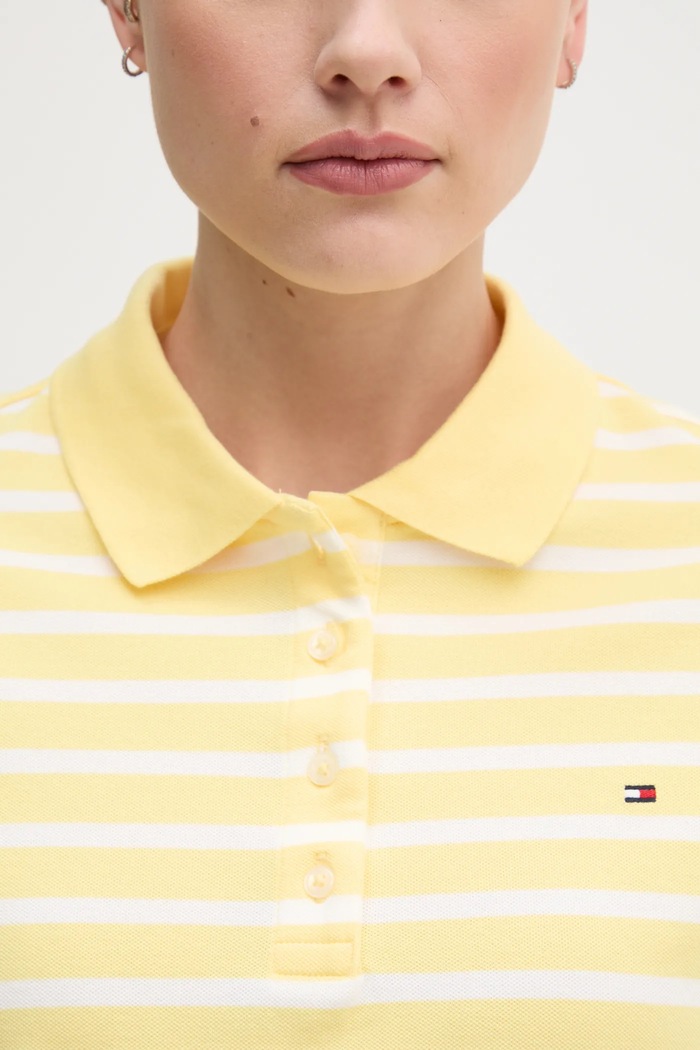 Tommy Hilfiger Polo tričko dámske s bavlnou WW0WW43224 žltá