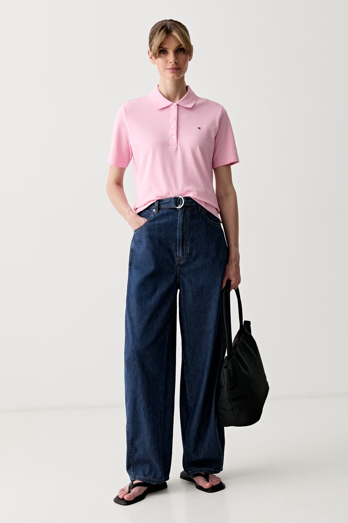 Tommy Hilfiger γυναικείο πόλο με βαμβάκι WW0WW43224 ροζ SS26