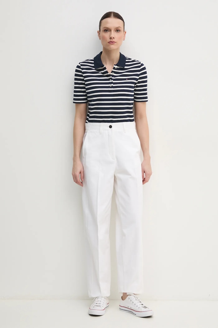Tommy Hilfiger polo pentru femei cu bumbac WW0WW43224 bleumarin SS26