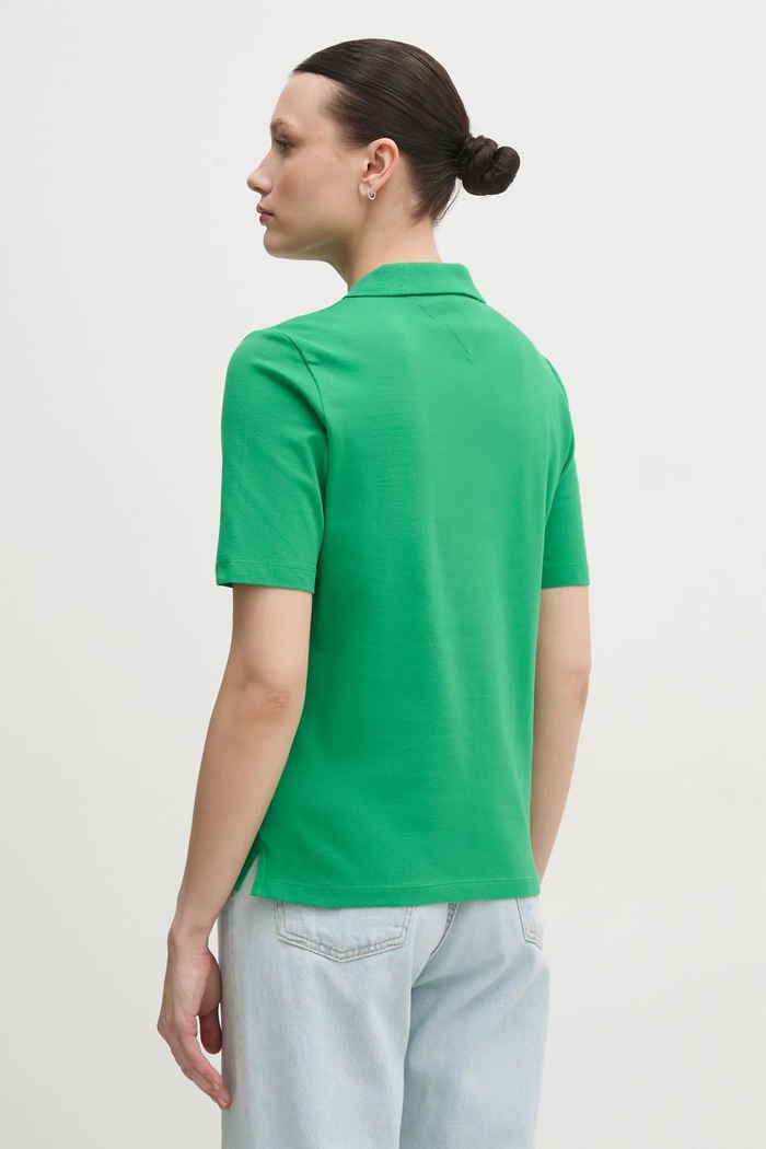 Odzież Tommy Hilfiger polo damskie z bawełną WW0WW43224 zielony