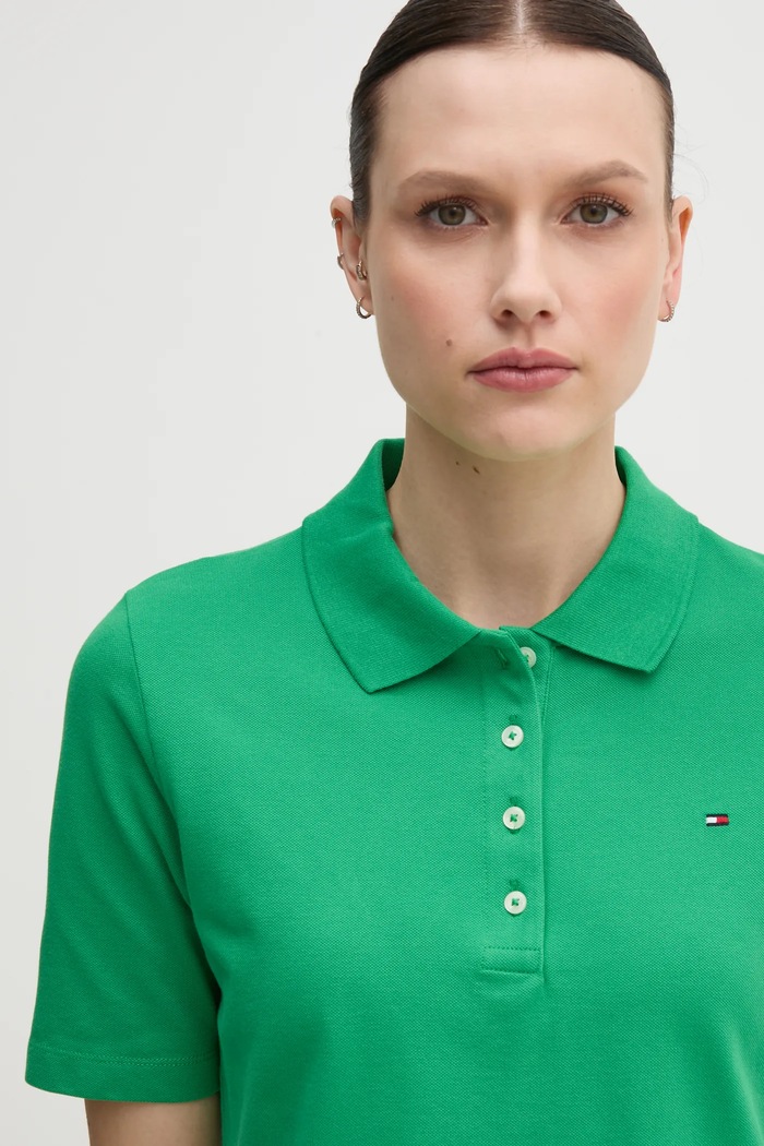 Tommy Hilfiger polo damskie z bawełną zielony WW0WW43224