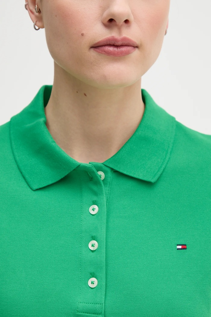 Tommy Hilfiger polo damskie z bawełną WW0WW43224 zielony