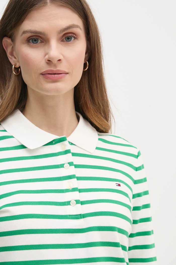 Tommy Hilfiger polo tričko dámske s bavlnou zelená WW0WW43224