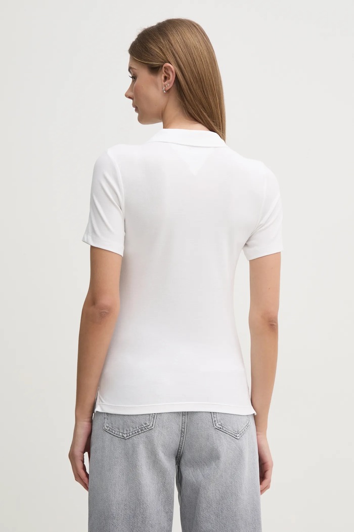 Oblečení Tommy Hilfiger polo dámské s bavlnou WW0WW43225 bílá