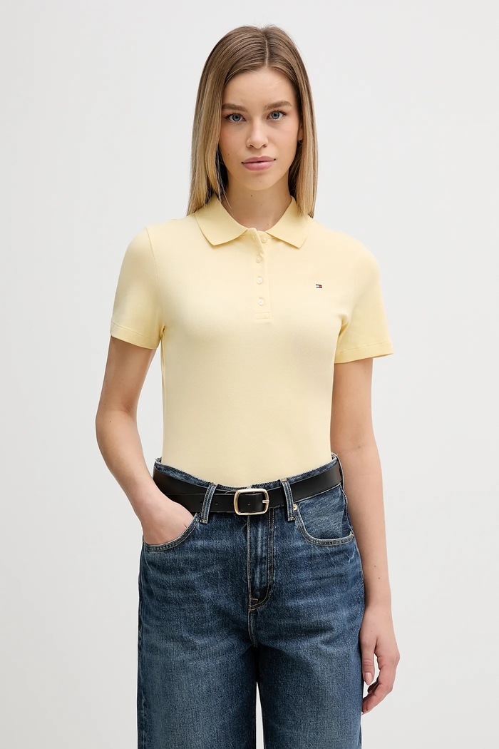 Tommy Hilfiger polo tričko dámske s bavlnou žltá WW0WW43225