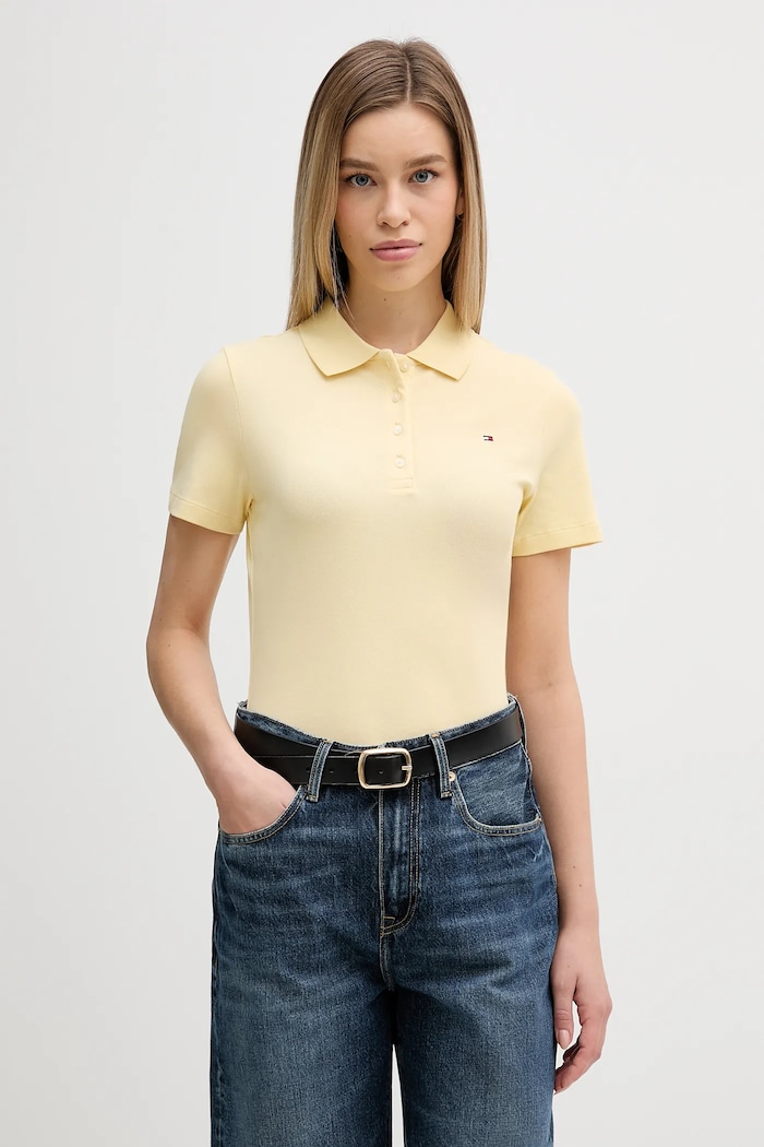 Tommy Hilfiger polo tričko dámske s bavlnou žltá WW0WW43225