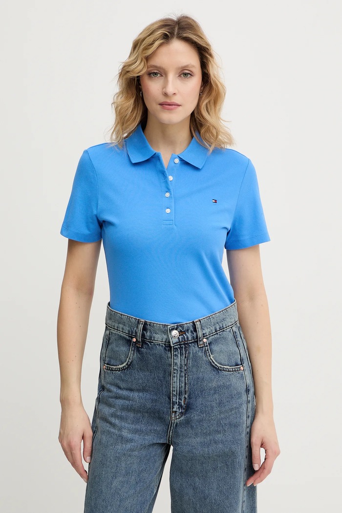 Tommy Hilfiger polo tričko dámske s bavlnou modrá WW0WW43225