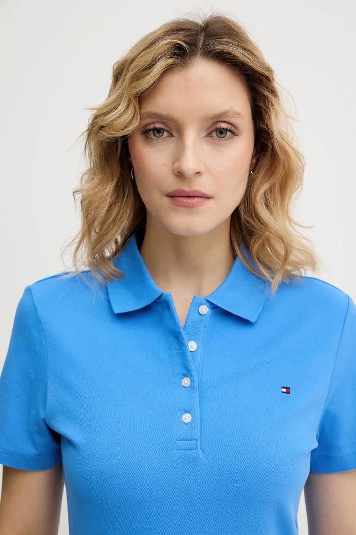Tommy Hilfiger polo tričko dámske s bavlnou modrá WW0WW43225