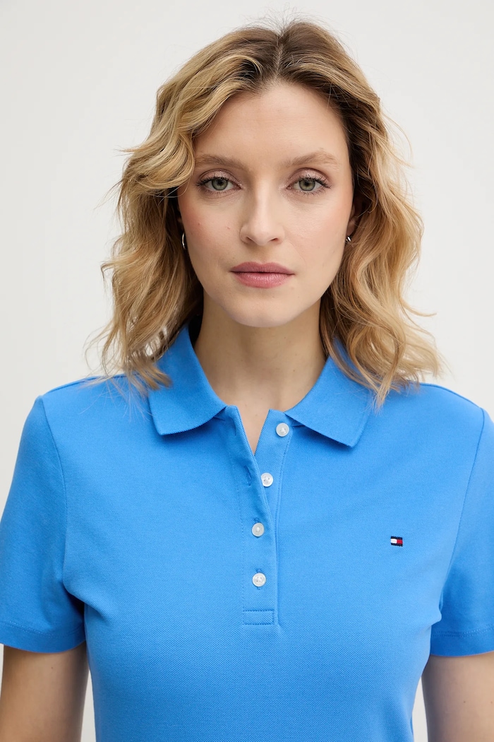 Tommy Hilfiger polo tričko dámske s bavlnou modrá WW0WW43225