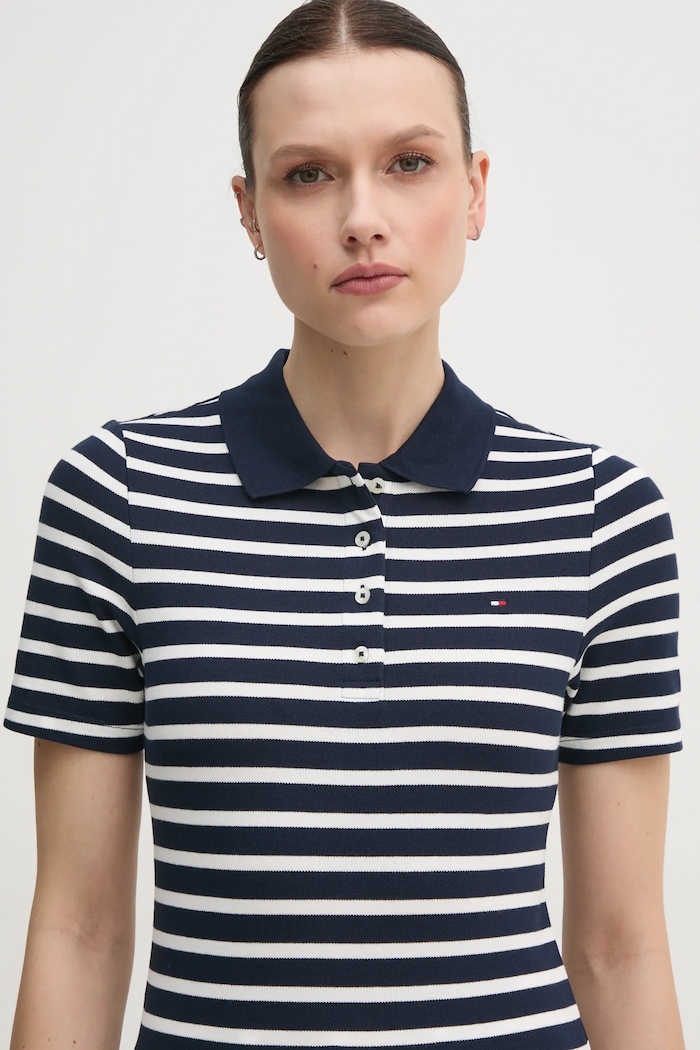 Tommy Hilfiger polo tričko dámske s bavlnou tmavomodrá WW0WW43225