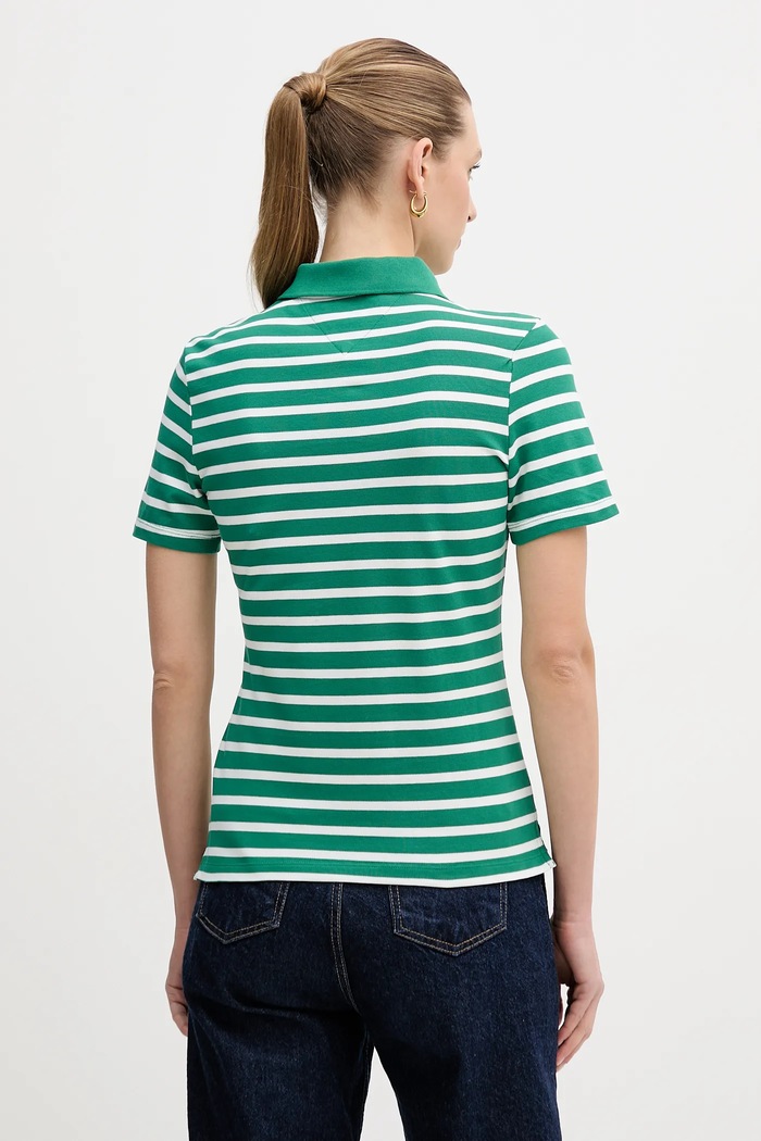 Îmbrăcăminte Tommy Hilfiger polo femeiesc cu bumbac WW0WW43225 verde