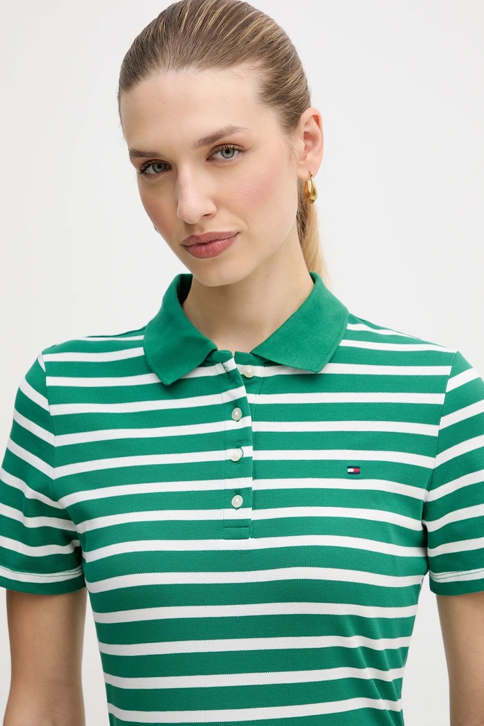 Tommy Hilfiger polo femeiesc cu bumbac verde WW0WW43225