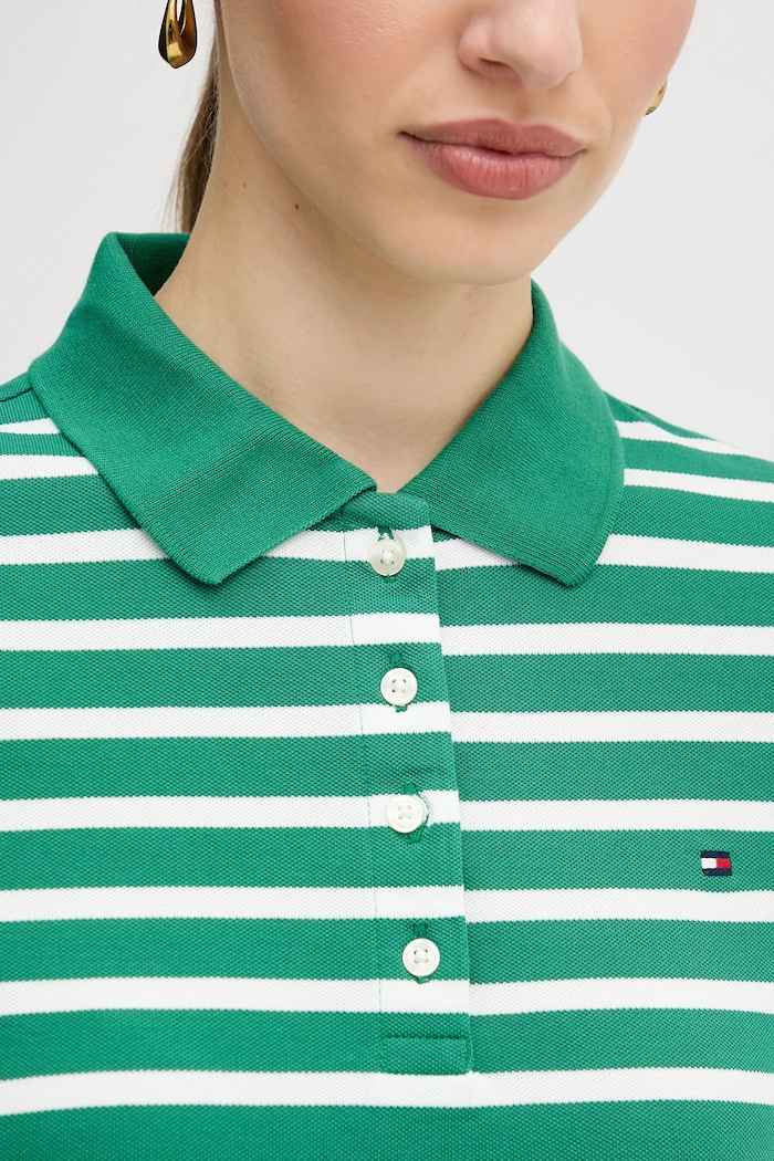 Tommy Hilfiger polo femeiesc cu bumbac WW0WW43225 verde