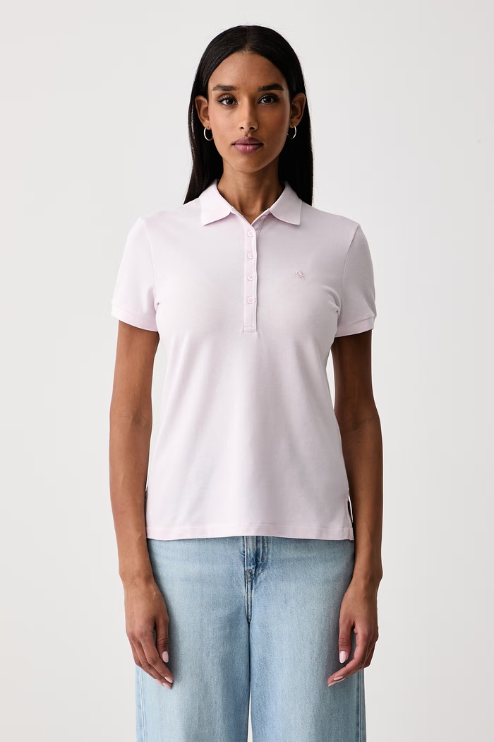 United Colors of Benetton Polo majica ženska bombažna z elastanom roza 3TQJD300W